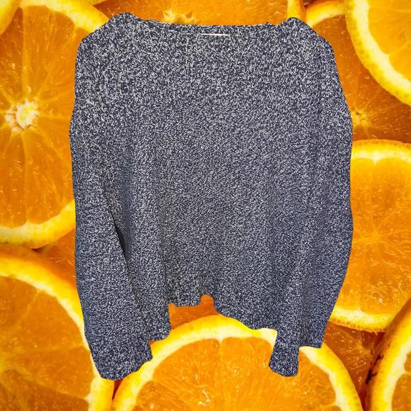 LOFT Sweaters - Loft Black and White Marled Scoop Neck Sweater Size Medium